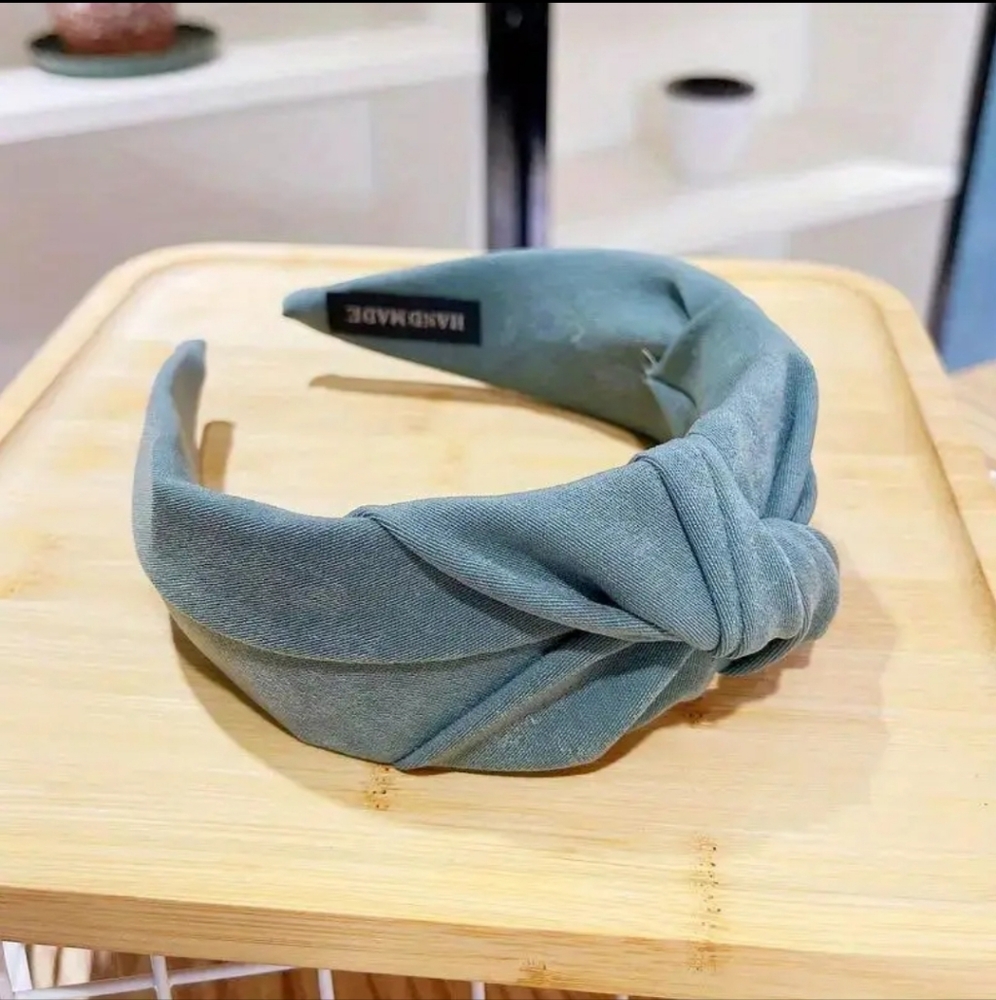Wide Brim Knotted Hand Band Muted Dark Green